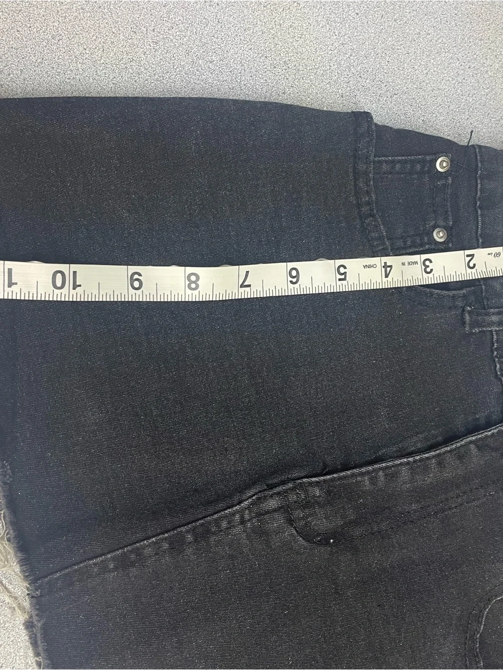 Classic Black Denim Mini Skirt with Frayed Hem